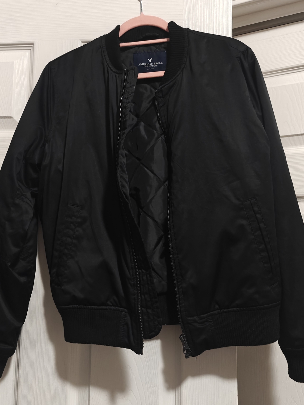 American Eagle Bomber Jacket - Black - Size Medium